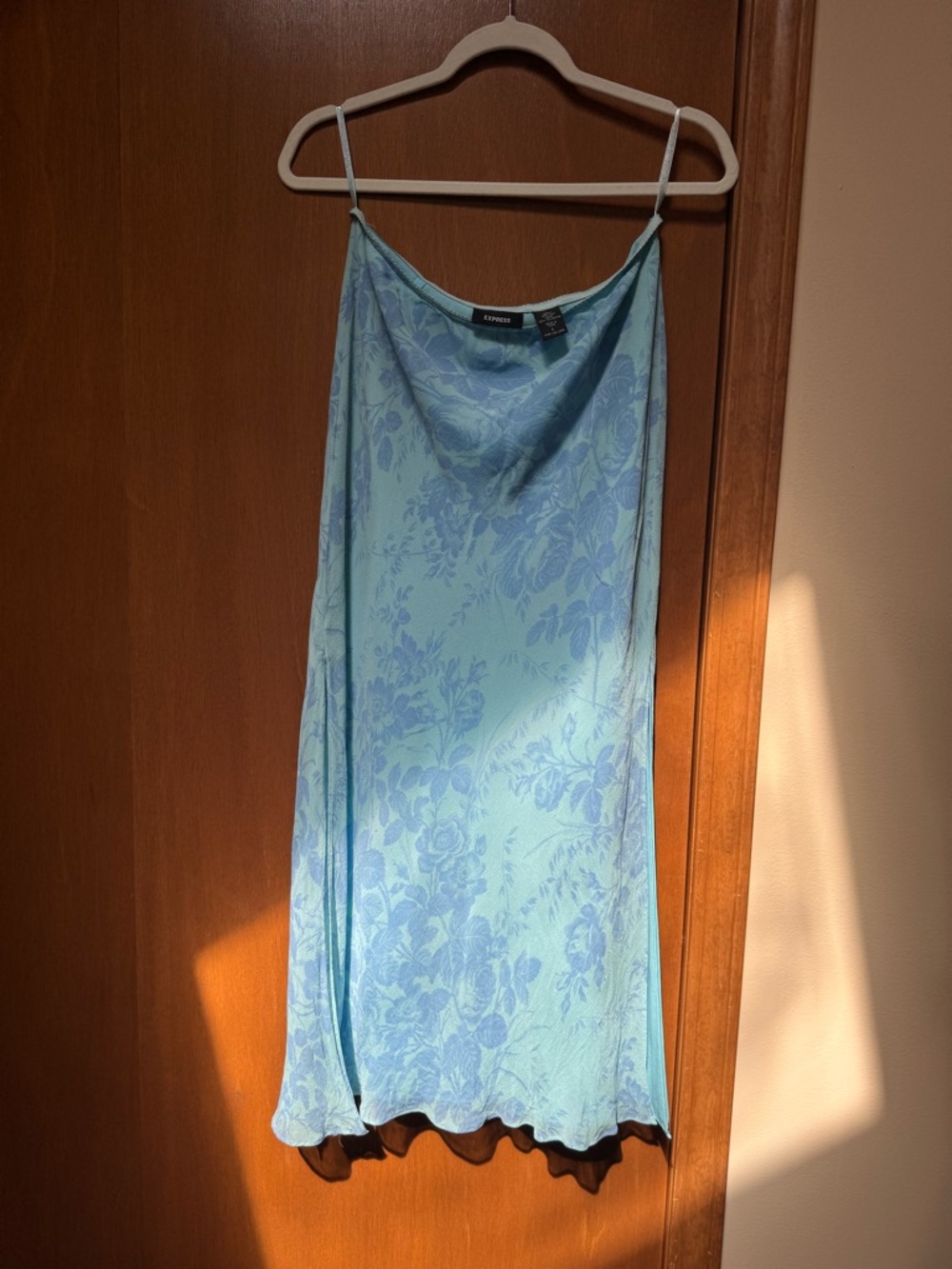 SILK Express Light Blue Floral Maxi Skirt
